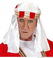 Арабский ободок на голову люкс, (куфия), белый, красный, золотистый полиэстер, размер 56-58