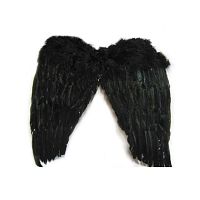 Крылья перьевые черные-2, (перья, картон, резинка), размер 40 х 45 см