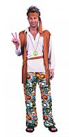 Костюм Хиппи мужской (Рубашка с жилетом,пояс,брюки,повязка на голову) АС591, размер 46-48