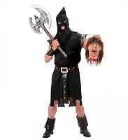 Костюм Палача (туника, пояс, манжеты, капюшон) 5891E, черный полиэстер, размер XL 