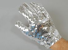 Перчатка Майкла Джексона блестящая тканевая (ВА1093), размер 8-9