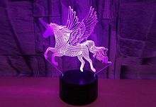 Светильник ночник "Единорог" на подставке, 3 режима цвета, 220 В