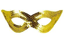 Маска пайетки золото 05914 (полумаска) полиэстер, без размера