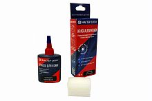 Краска для ремонта кожи Мастер сити 001 ЧЕРНЫЙ МАТОВЫЙ, 30 мл (сине-красная коробка) со спонжем