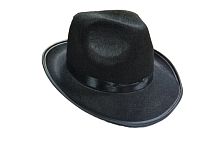 Шляпа гангстера черная с черной лентой, искусственный фетр, размер 56