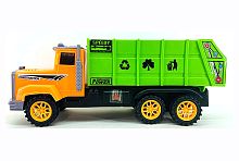 Машина Мусоровоз 2022E(спецтехника) оранжевая кабина, зеленый кузов