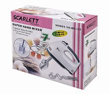 Миксер Scarlett HE-133 электрический 260Вт, 7 скоростей, 4 насадки 