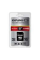Карта памяти Exployd MicroSDHC 16Gb Class 10, c адаптером SD