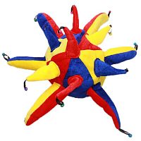 Шутовской колпак скомороха LESD059, синий, красный, желтый велюр, размер 56