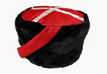 Кубанка черная с красной лентой, мужская, полиэстер 100%, размер 56