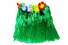 Юбка Гавайская зеленая, карнавальная, синтетическое волокно, длина 40 см