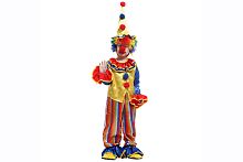 Костюм Забавный клоун подростковый (топ, брюки, колпак) B-008, желтый, синий, красный ПЭ, размер XL