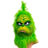 Маска Гринч - похититель Рождества-2, зеленый, желтый латекс, искусственный мех, размер взрослый