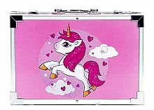 Набор для рисования 145 предметов в розовом Чемодан-кейсе