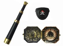 Набор Пирата (повязка, подзорная труба, компас), черный полиэстер, пластик