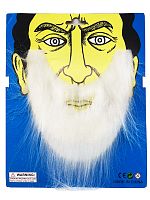 Борода белая на двустороннем скотче, белая, синтетическое волокно, длина 15 см