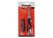 Отвертка реверсивная "ЕРМАК", адаптер 1/4, 10 бит, 12 предметов