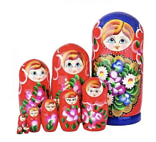 Матрешка 10в1 расписная большая Русские народные игрушки, 10 кукол, высота 23 см, диаметр 10 см