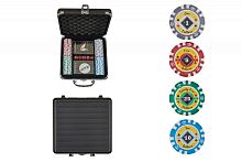 Набор для покера Crown POKER GAME в алюминиевом черном кейсе, 100 фишек + 2 колоды карт + 5 кубиков