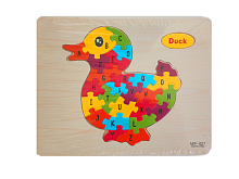 Пазлы деревянные ЖИВОТНЫЕ Утка, на фанерной площадке (MIF), с английским алфавитом