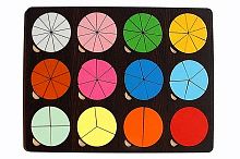 Развивающая доска "Дроби", дерево, изучение цветов и геометрических фигур
