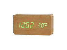 Часы электронные настольные в деревянном корпусе VST-862-4 зеленые цифры