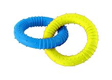 Игрушка-грызунок для собак Кольца с шипами, цвет синий-желтый